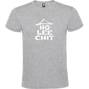Grijs t-shirt met "" Ho Lee Chit "" print Wit size S
