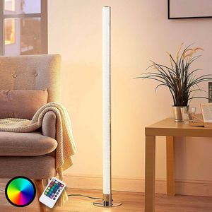Lindby - LED vloerlamp - RGB - met dimmer - 1licht - acryl, metaal - H: 120 cm - wit, chroom - Inclusief lichtbron