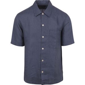Marc O'Polo - Overhemd Short Sleeves Linnen Navy - Heren - Maat M - Regular-fit