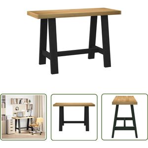 The Living Store Bureau NOAIN A-vormige poten 120x50x75 cm massief hout - Bureau - Massief Hout - Grenen - Noain - Home Office