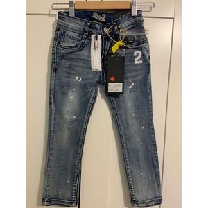 Icon - Jeans broek splatter - blue denim - maat 134/140