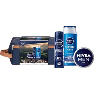Nivea Men Globetrotter - Geschenkset - Shampoo 250Ml - Deo Spray 150Ml - Crème 150Ml - Inclusief Luxe Toilettas