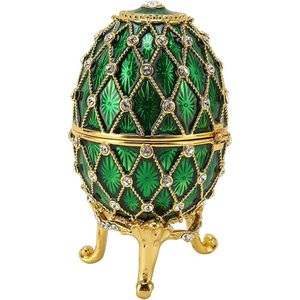 Snuisterijdoosje Faberge Ei Geëmailleerde Sieraden Doos - Klassieke Ornamenten Metaal Ambachtelijke - Home Decor Sieraden Dozen - Groente .