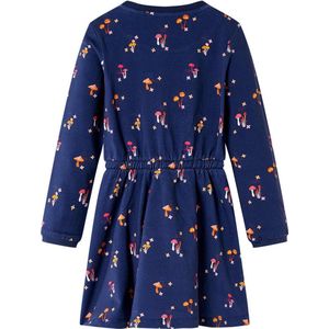 Kinderjurkje marineblauw met paddenstoelenprint