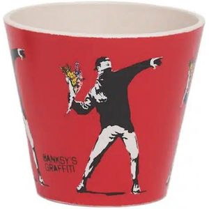 Quy Cup - 90ml Ecologische Espresso Reisbeker - De originele Banksy's Graffiti ""The Flower Thrower"" 7x7x7cm
