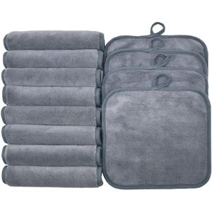 Ibenzoa® Herbruikbare Microvezel Gezichtsdoekjes voor Make-upverwijdering in Grijs - Set van 12 Stuks