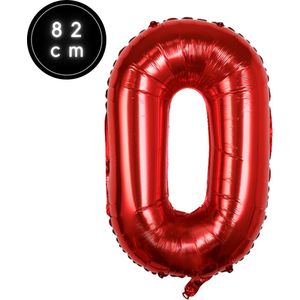 Cijfer Ballonnen - Nummer 0 - Rood - 82 cm - Helium Ballon - Fienosa