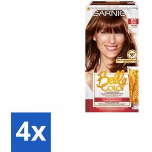 4 x Garnier - Belle Color 50 - Haarkleuring - Mahonie - Permanente Kleur - Permanente Haarkleur - Grijsdekking - Haarkleur - Haarverf - Natuurlijke Haarkleur