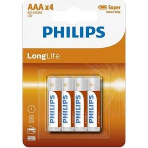 Philips batterij Longlife  AAA 48 Stuks (12 pakjes van 4 stuks)