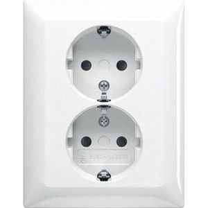 ABB Busch-Jaeger stopcontact 2-voudig met randaarde en kinderbeveiliging - Busch-balance SI zuiver wit (202 EUJB-914) - wandcontactdoos