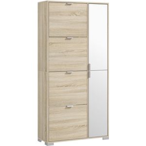 HOMCOM-Klapbare schoenenkast-82x30x168cm-Spaanplaat-Eiken