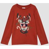 s.Oliver - T-Shirt - Met Lange Mouwen - Kerstprint - Zacht Katoen