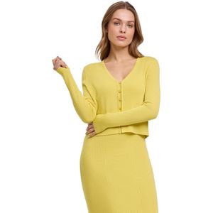 FALKE Summer Celebrations Glitter elegant fijn wol cardigan dames geel - maat M