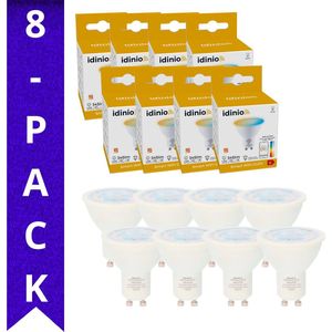 IDINIO Slimme LED Spotjes GU10 met app - White & Color - Voordeelverpakking - 8 stuks - Ledlamp