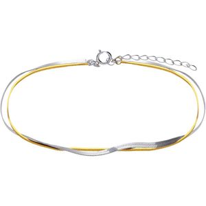 Lucardi - Dames Zilveren bicolor armband voor dames - Armband - 925 Zilver - Goud- en zilverkleurig - 21 cm