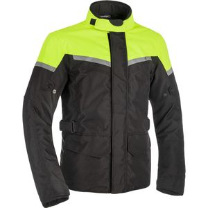 Zwart/Fluo motorjas met Reflecterende details - Jas voor scooterbezorgers - fietskoeriers - maaltijdbezorgers - goedkope motorjas met reflectie - Maat L