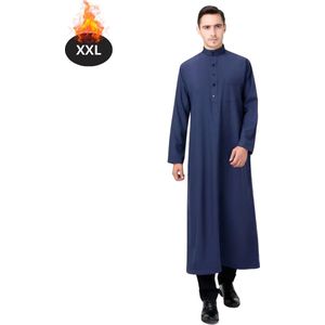 Bovista Islamitische Kleding - Djellaba Heren - Moslim Kleding - Arabisch Mannen Kaftan - Alhamdulillah - Marineblauw XXL