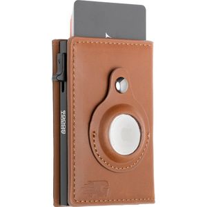AdroitGoods Pasjeshouder 8 Pasjes Portemonnee - Creditcardhouder Met RFID Technologie - AirTag Leder/Bruin