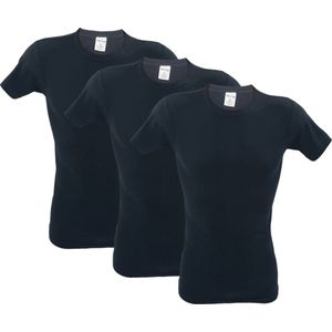 3 stuks SQOTTON O-neck-T-shirt - Zwart - Maat M/L