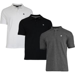 3-Pack Donnay - Polo (Noah) - Sportpolo - Heren - White/Black/Charcoal (401) - maat M