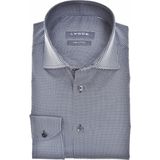 Ledub modern fit overhemd - donkerblauw met wit dessin - Strijkvriendelijk - Boordmaat: 38