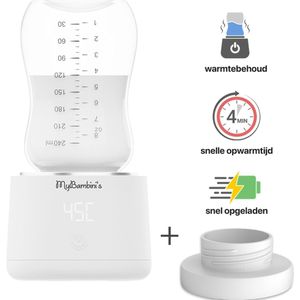 MyBambini's Bottle Warmer Pro™ - Draagbare Baby Flessenwarmer voor Onderweg - Wit - Geschikt voor Comotomo, Olababy, Haakaa & Boon