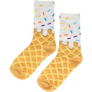 Sokken Katoen - IJsje Print - Wit Beige - Maat 36-43
