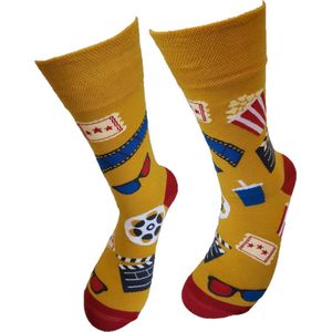 Verjaardag cadeau - 3d Bioscoop - Grappige sokken - Schildpadsokken - Leuke sokken - Vrolijke sokken - Luckyday Socks - Cadeau sokken - Sokken waar je vrolijk van wordt - Maat 42-47