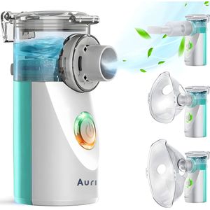 Auriva - Aerosoltoestel - Ultrasone Vernevelaar - Inhalator - Oplaadbaar - Incl. Maskers en Reistas