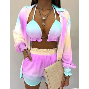 3-delige Zomerse set vrouwen - Strand - Bikini - Short - Blazer - Sexy zomerse set - Broekje - Jasje - Mode - Goede kwaliteit