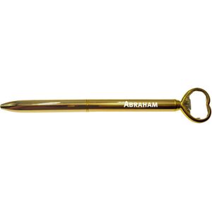 Pen Met Gravering - Hartje - Met Naam - Abraham - Goud