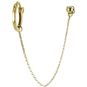 Silventi 9NBSAM-G200002 Gouden Ooring met Oorknop - Met Ketting - Oorring 11 x 1,5 mm - Bolletje 3,3 mm Doorsnee - Goud