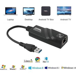 USB 3.0 Gigabit Ethernet Adapter - Gigabit Ethernet Hub - RJ45/Internet/LAN/Netwerk Adapter - Voor Windows – Voor Apple Mac/Macbook