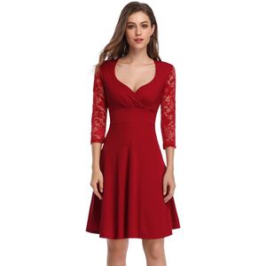 Vintage Jurk Voor Dames, Cocktailjurk, Avondjurk, Rockabillyjurk, Jurken Met Tailleaccent Claret M