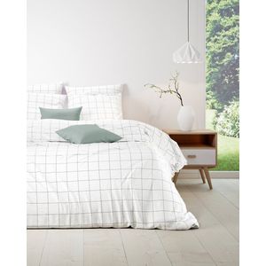 Mistral Home - DEKBEDOVERTREK - katoen renforcé - 260 x 240 cm + 2x 65 x 65 cm - extra breed - strepen - wit