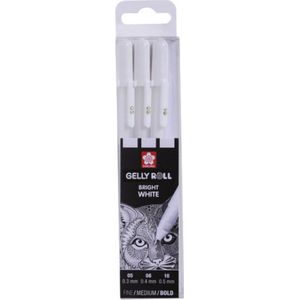 Gelpen sakura gelly roll zuiver wit set 3 maten | Omdoos a 6 blister x 3 stuk | 6 stuks