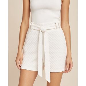 La Booty- Dames Korte broek- Zomer short- Ecru- Strik riem- Gewafeld- Duurzaam-Handmade in België- maat S