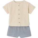 Vertbaudet Babyset met gestreept linnen overhemd + korte sweater van hydrofielkatoen