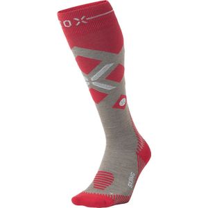 STOX Energy Socks Skisokken Dames - Compressiekousen - Merino Wol Sokken Taupe Rood - Ski & Snowboard Compressie Sokken - Maat S: 36-38 - 1 Paar