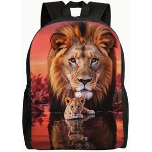 Leeuw Rugzak | Leeuwenpatroon Rugtas | Dieren Rugzak |Roofdieren Rugzak | Rugzak Jongens | Mooie rugzakken met Leeuw | 15 - 20 liter | Kinder Rugzak