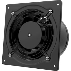 Stille badkamerventilator 150 mm metaal wandafvoer VMC-ventilator 38 W 525 m3/u zwart met wegwerpdemper - voor keuken, garage, badkamer
