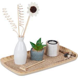 Relaxdays waxinelichthouder set met zen tuin - theelichthouder - tafeldecoratie woonkamer