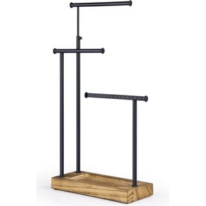 Unyqoos ® Sieradenstandaard van Hout met Draaibare Staven voor Kettingen en Oorbellen Opslag