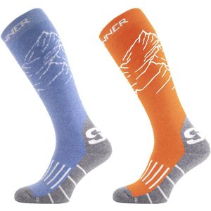 SINNER - LADIES SKI SOCKS MOUNTAIN DOUBLE PACK - BLUE/ORANGE - Unisex - Maat 36-38