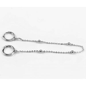 Dottilove Dubbele Dames Oorringen - 14K Witgoud Vergulde - Oorbellen met Ketting