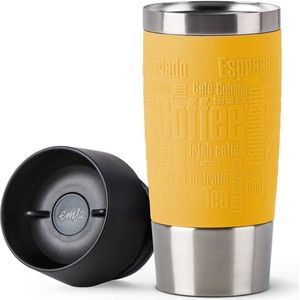 a N2012800 Travel Mug Thermo-/Isolatiebeker Van Roestvrij Staal, 0,36 Liter, 4 Uur Warm, 8 Uur Koud, BPA-Vrij, 100% Lekvrij, Vaatwasmachinebestendig, 360°-Drinkopening, Geel