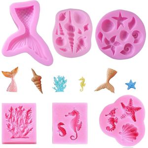 Magische Zeemeermin Malset: 6 Stuks 3D Siliconen Mallen Voor Snoep En Chocolade!