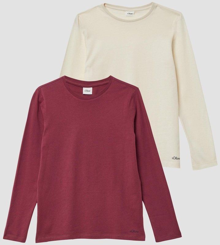 s.Oliver - T-Shirt - Katoen - Dubbelpak - Lange Mouwen