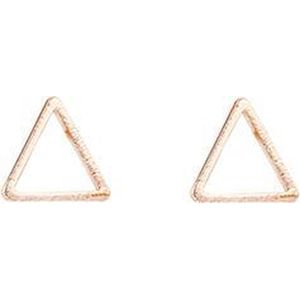 24/7 Jewelry Collection Driehoek Oorbellen - Open - Oorknopjes - Geborsteld - Minimalistisch - Ros�é Goudkleurig