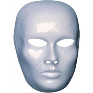 6 witte blanco maskers heren gezicht